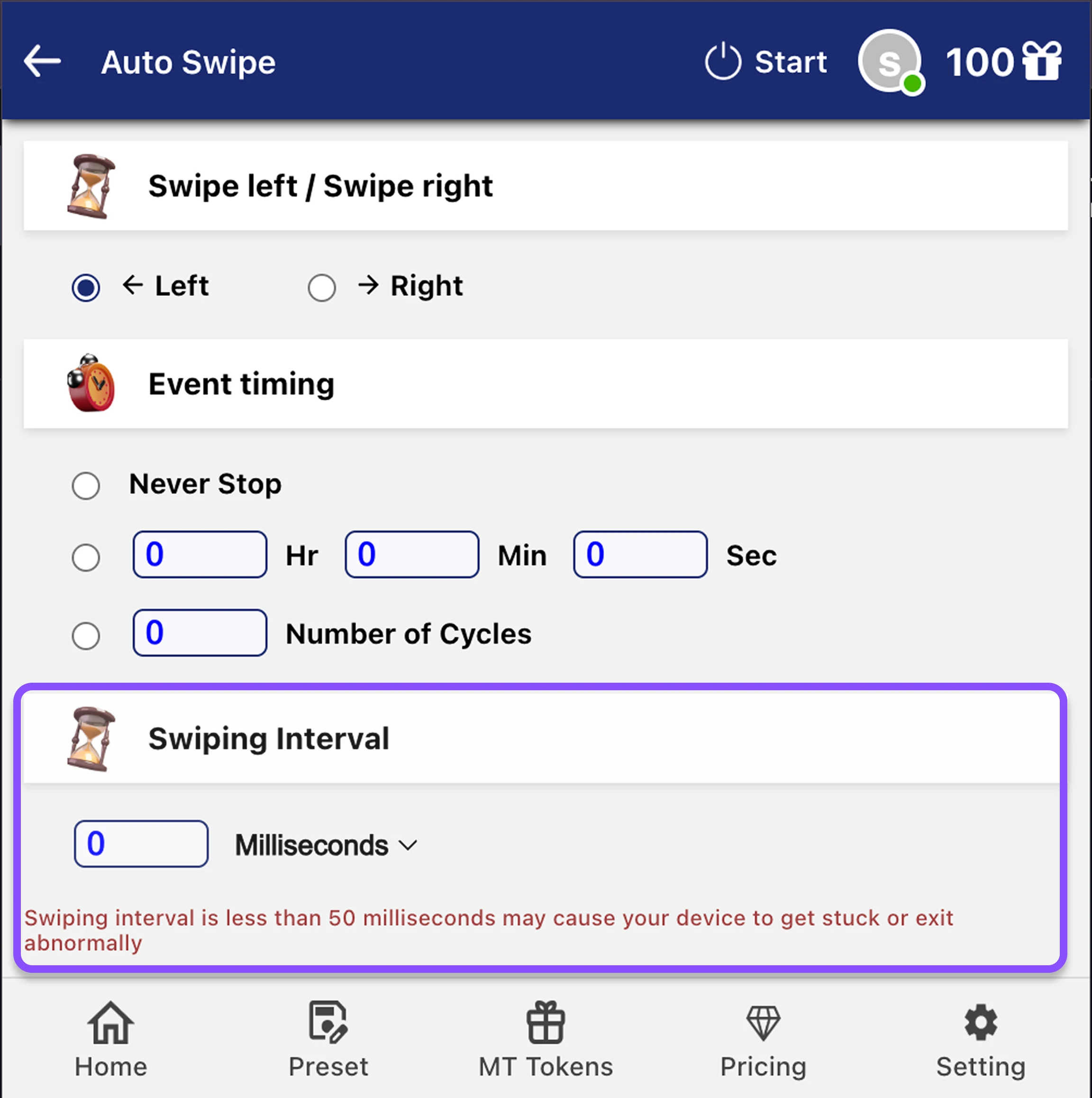 Step 3: Set Swiping Interval